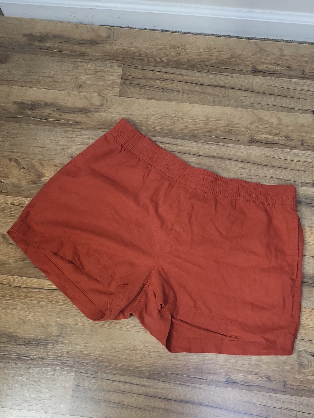 OLD NAVY Orange Linen Blend Comfort Waistband Shorts In Rusty Torch
